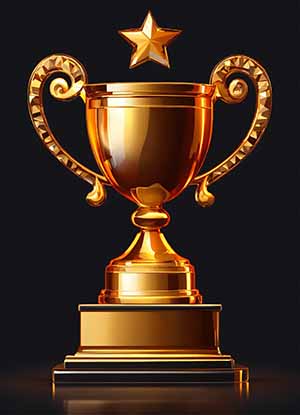 3d vector art glossy trophy design on a black back